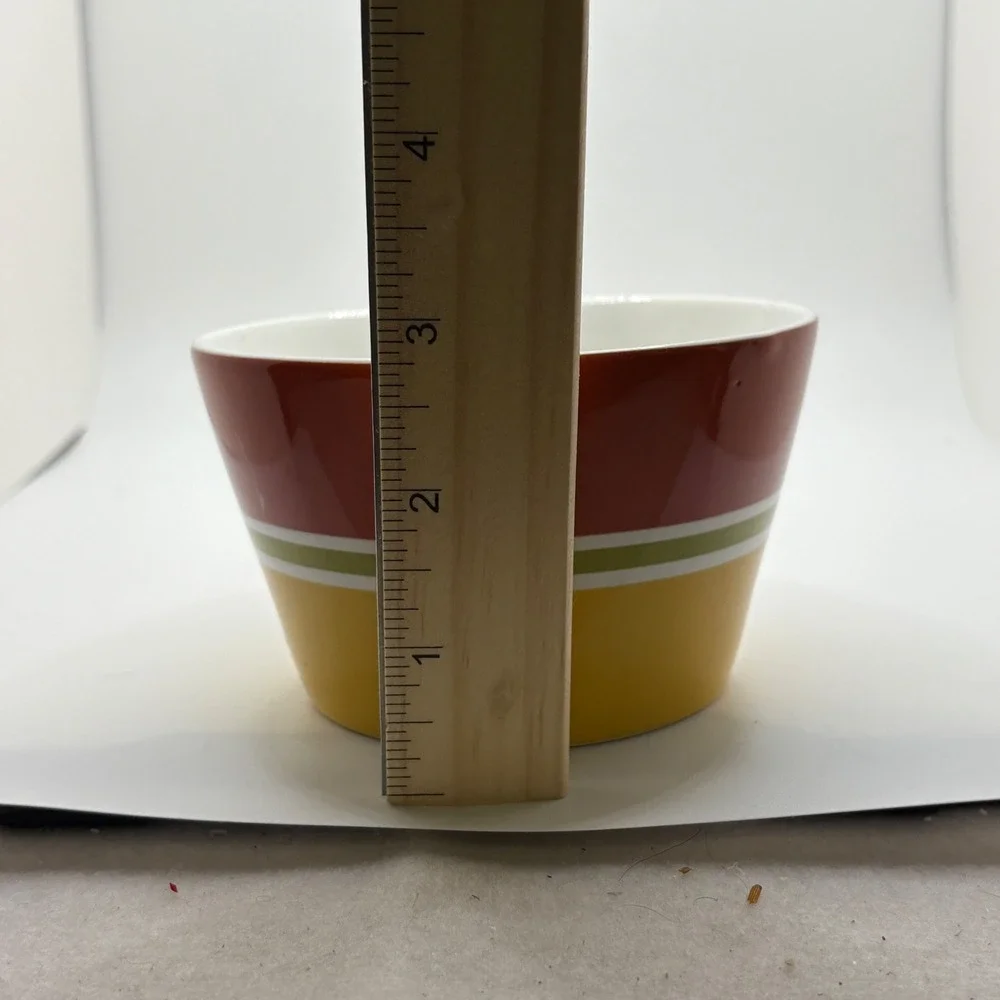 222 Fifth Cadiz Red‎ Yellow Stripes Fine China Small Bowl